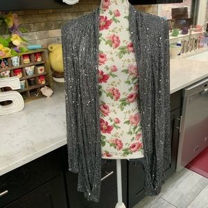 Calvin Klein Silver Sequin Open Jacket Long Sleeve Shimmer Medium
New With Tags